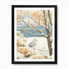 Winter Bird Painting Pigeon 2 Art Print