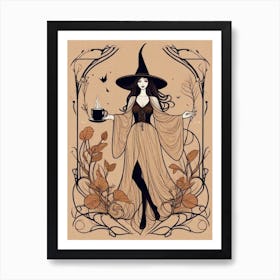 Witch With A Cup Of Coffee 5 Art Print