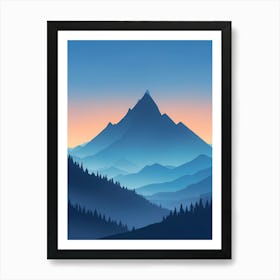 Misty Mountains Vertical Composition In Blue Tone 205 Art Print