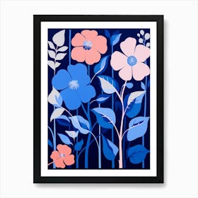 Blue Flower Illustration Impatiens 1 Art Print