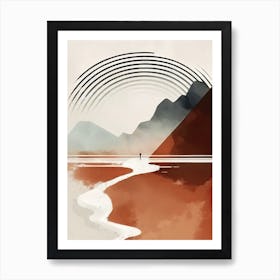 Mountain River Flowing To The Beach - Abstract Minimal Boho Beach Art Print