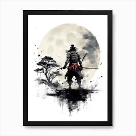 Samurai Sumi E Illustration 3 Art Print