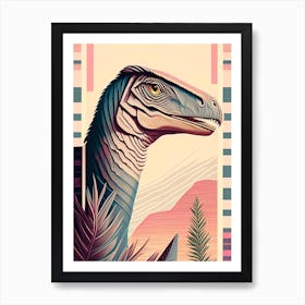 Utahraptor Pastel Dinosaur Art Print