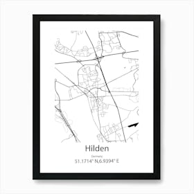 Hilden,Germany Minimalist Map Art Print