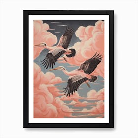 Vintage Japanese Inspired Bird Print Pelican Art Print