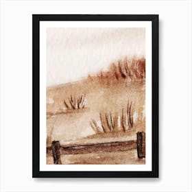 Watercolor Of A Fence Art Print
