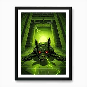 Black Dog In A Dark Room Art Print