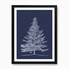 Douglas Fir Tree Minimalistic Drawing 2 Art Print