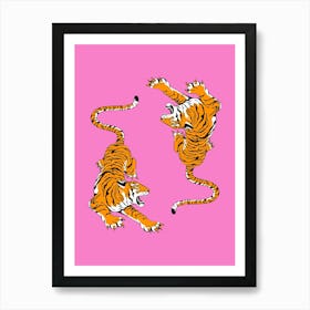 Two Tigers On Pink Art Print