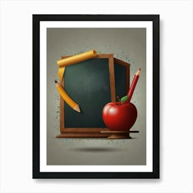 Blackboard And Apple Art Print