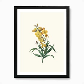 Antique Vintage Flower Illustration - Yellow 1 Art Print