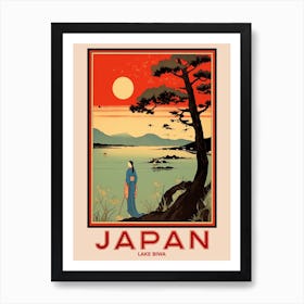 Lake Biwa, Visit Japan Vintage Travel Art 3 Art Print
