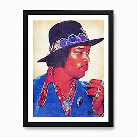 Jimmy Hendrix Retro Art Art Print