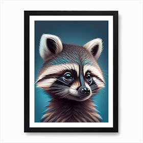 Aqua Raccoon Digital Art Print