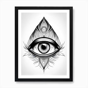 Clarity, Symbol, Third Eye Simple Black & White Illustration 2 Art Print