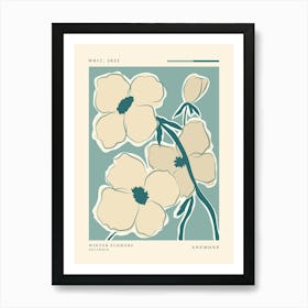 Winter flowers Anemone, Flower market, Neutral retro poster, Abstract flowers Art Print