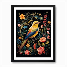 Folk Bird Illustration Yellowhammer 4 Art Print