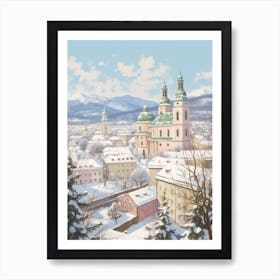 Vintage Winter Illustration Salzburg Austria 4 Art Print