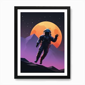 Low Poly Astronaut Minimalist Sunset (60) Art Print
