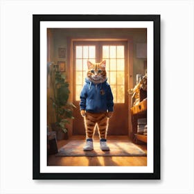 Cat In Hoodie 1 Art Print