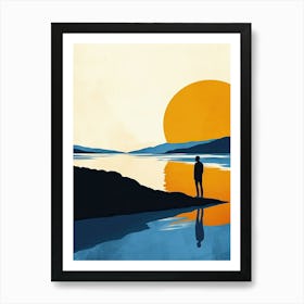 Sunset Over The Lake Como, Minimalism Art Print