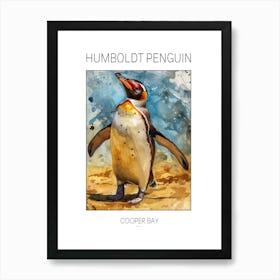 Humboldt Penguin Cooper Bay Watercolour Painting 3 Poster Art Print