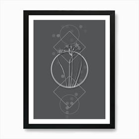 Vintage Rush Daffodil Botanical with Line Motif and Dot Pattern in Ghost Gray n.0221 Art Print