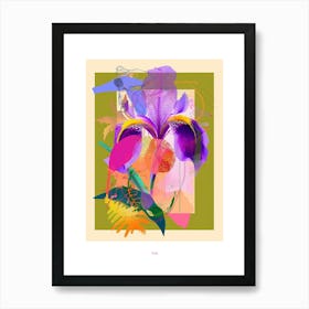 Iris 2 Neon Flower Collage Poster Art Print