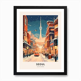 Winter Night  Travel Poster Seoul South Korea 1 Art Print