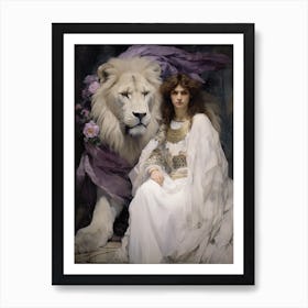 Aphrodite And Lion Art Print