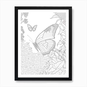Butterfly In Garden William Morris Inspired 3 Art Print