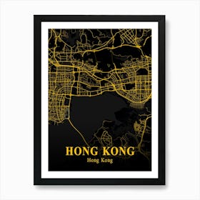 Hong Kong Gold City Map 1 Art Print