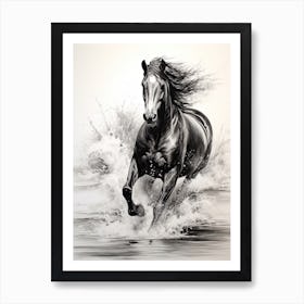 A Horse Oil Painting In  Maldives Beaches, Maldives, Portrait 4 Art Print