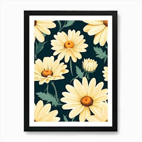 Seamless Pattern With Yellow Daisies Art Print