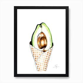 Avocado Ice Cream Kitchen llustration Art Print