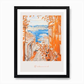 Dubrovnik Croatia 3 Orange Drawing Poster Art Print