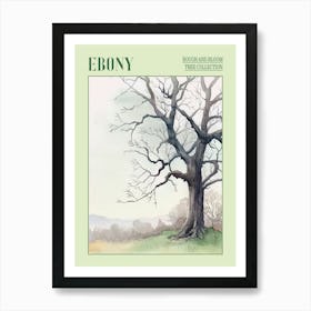 Ebony Tree Atmospheric Watercolour Painting 4 Poster Art Print