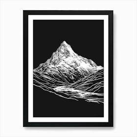 Creag Meagaidh Mountain Line Drawing 8 Art Print