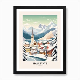 Vintage Winter Travel Poster Hallstatt Austria 2 Art Print