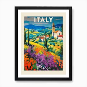 Pienza Italy 3 Fauvist Painting Travel Poster Art Print