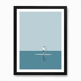 Paddle boarder in the ocean Art Print