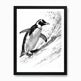 King Penguin Belly Sliding Down Snowy Slopes 3 Art Print