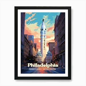 Philadelphia Pennsylvania United States Sunset Travel Art Art Print