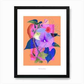 Morning Glory 4 Neon Flower Collage Poster Art Print
