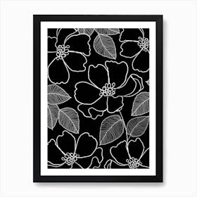 Wild Rosa Bw Art Print