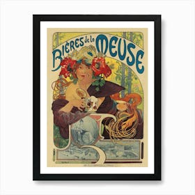 Bieres De La Meuse Poster, Alphonse Mucha Art Print
