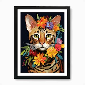 Bengal Cat With A Flower Crown Painting Matisse Style 3 Art Print