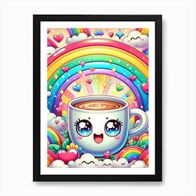 Kawaii Coffee Cup Art Print