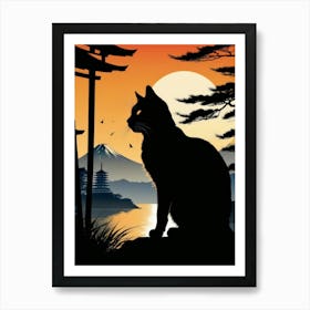 Japan Cat Art 14 Art Print