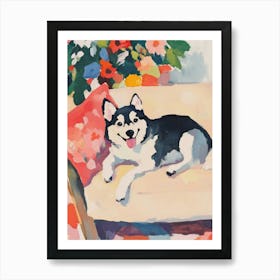 Alaskan Klee Kai Dog Gouache Painting Art Print